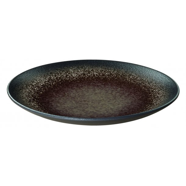 Stentjstallerken jord/sort dyb 24,5 cm.  