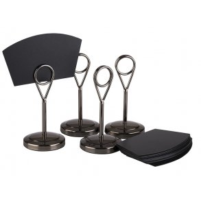 Menukortholder sort m/ring 4 stk.  